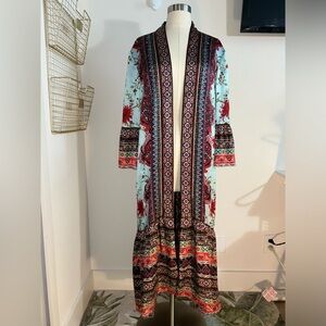 Alice & Olivia paisley cover up, long sleeve, and ankle length